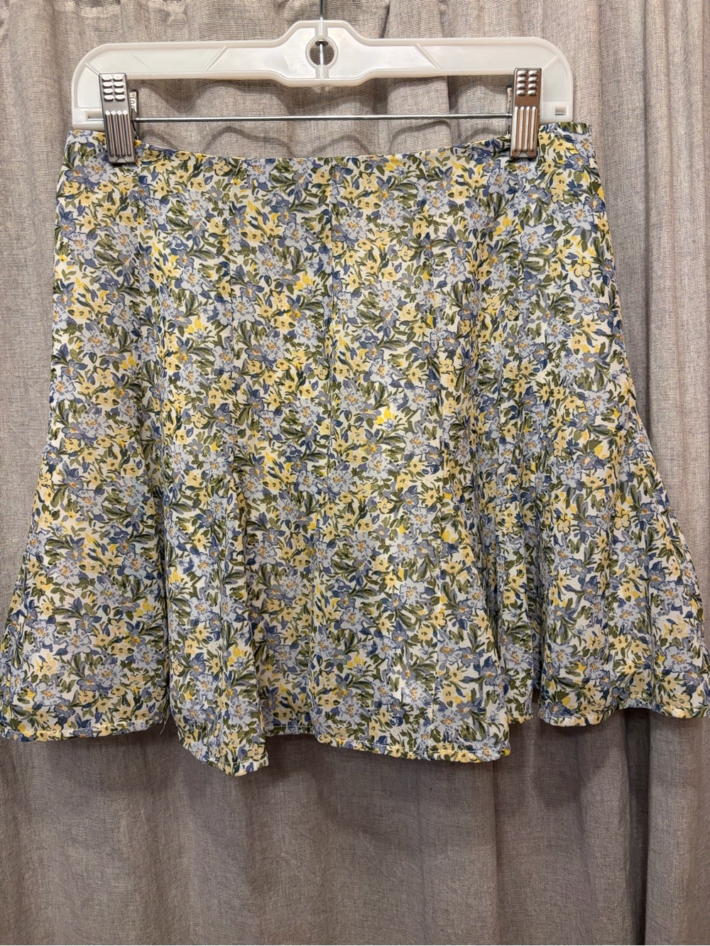 Floral A-Line Mini Skirt in Yellow and Blue